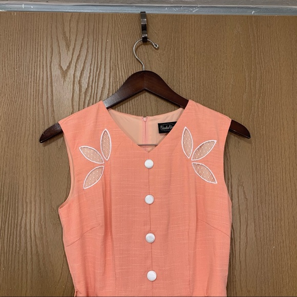 Voodoo Vixen Dress Peach Pocket Belted Retro Pinup - Picture 4 of 10